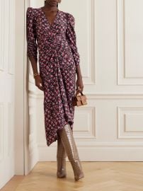 ISABEL MARANT Albini gathered printed voile midi dress NET-A-PORTER at Net a Porter